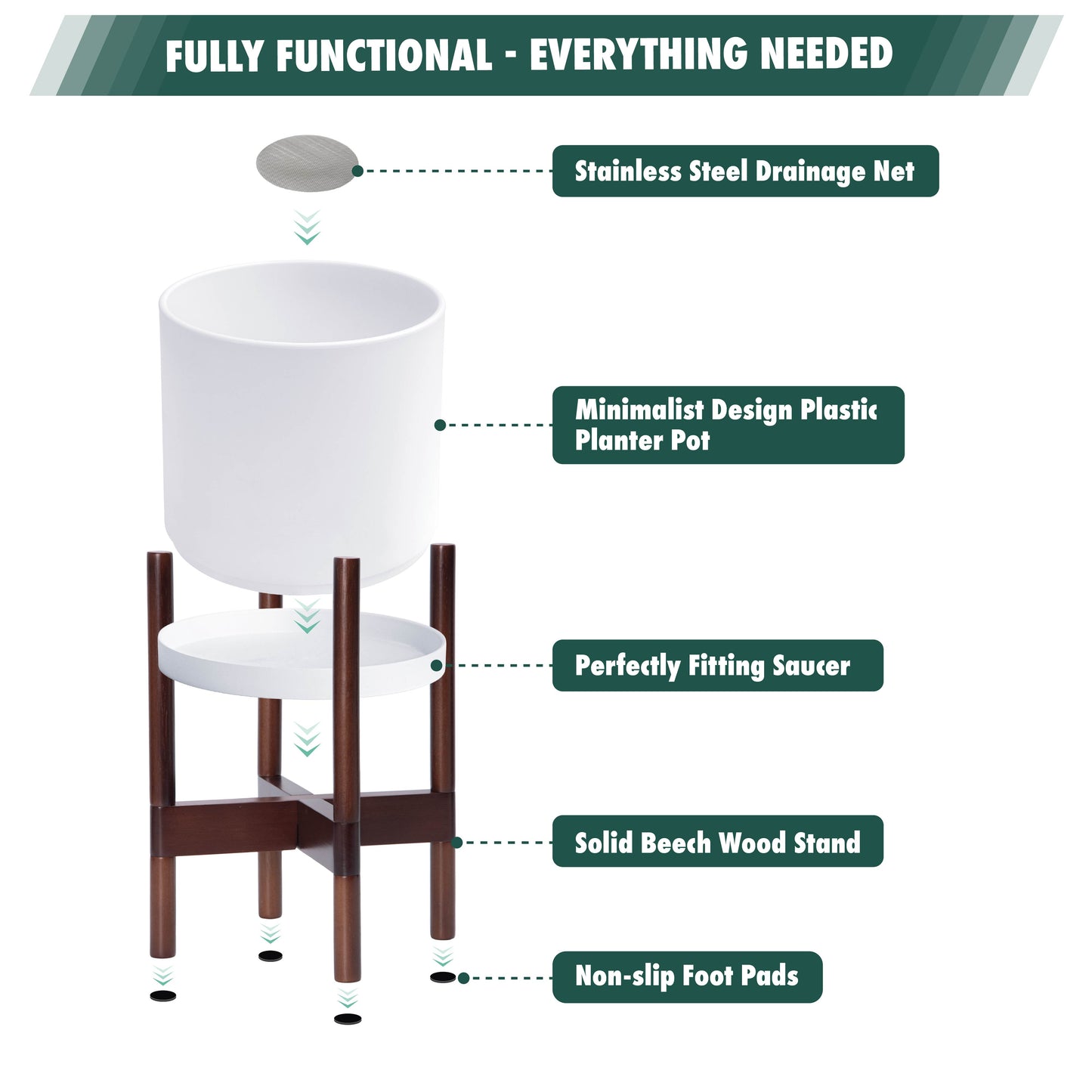 Plastic Planter with Wood Stand