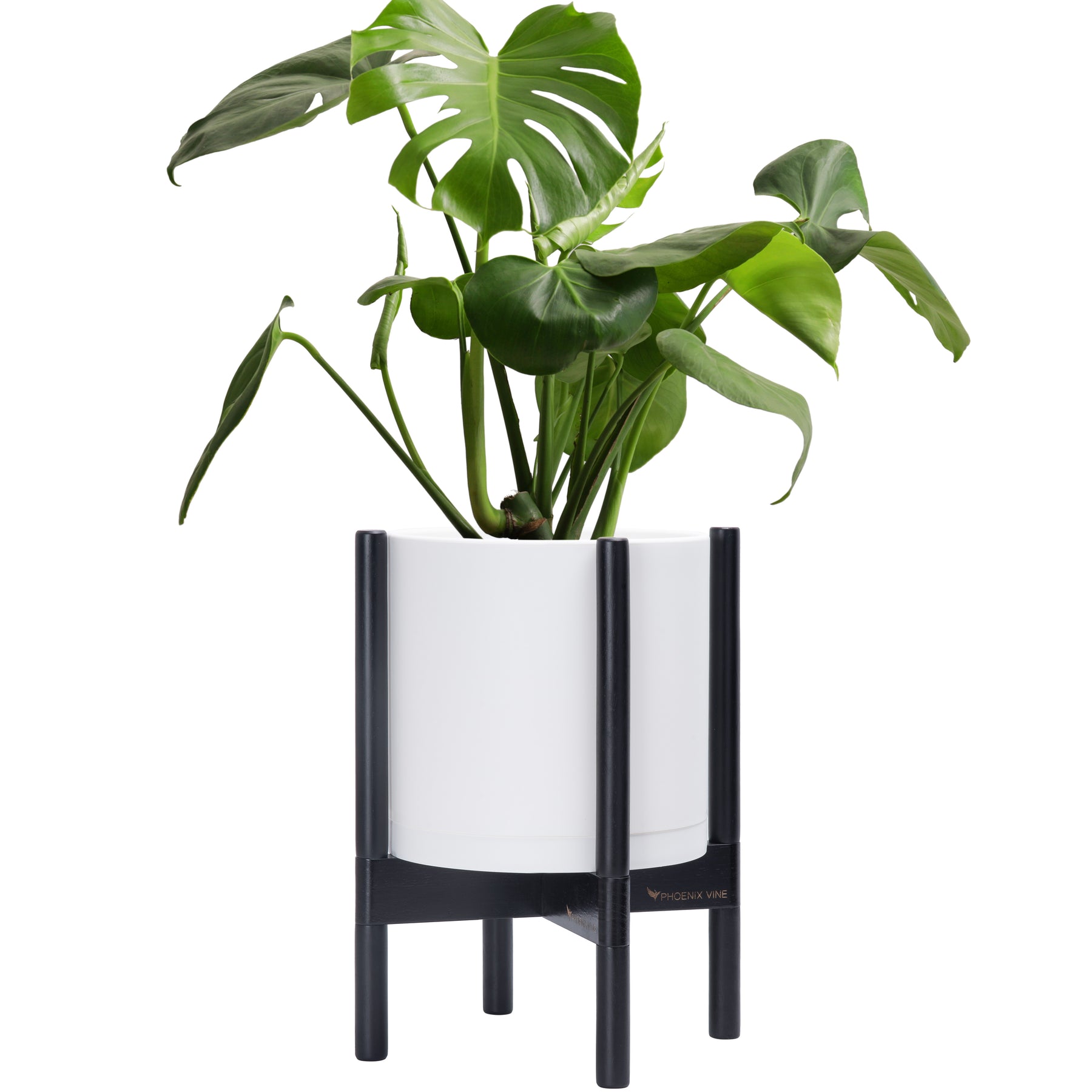 10 in plastic planter 10" White Plastic Planter with Ebony Stand