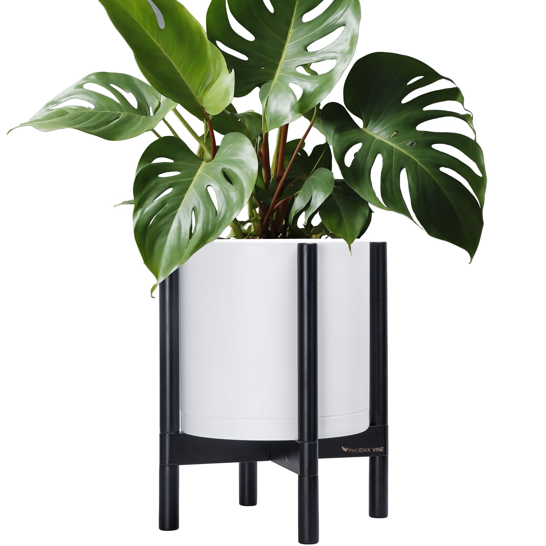12 plastic pots for plants 12" White Plastic Planter with Ebony Stand – D'VINE DEV