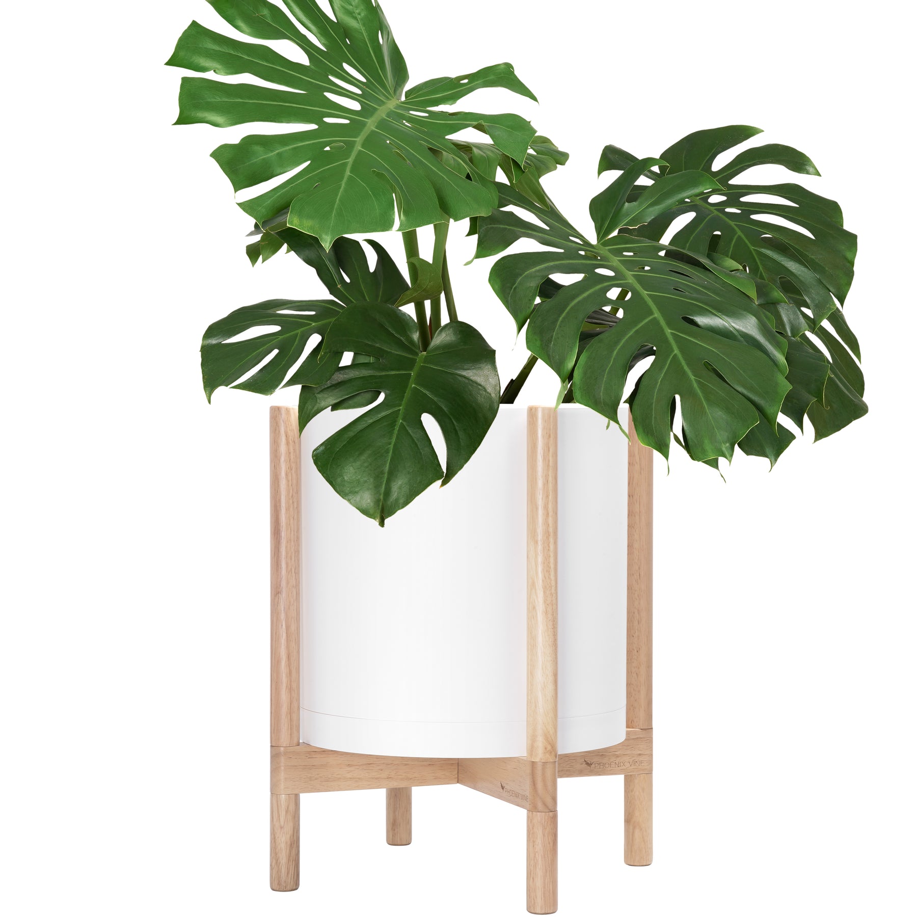 plastic plant pedestals 14" White Plastic Planter with Natural Stand – D'VINE DEV
