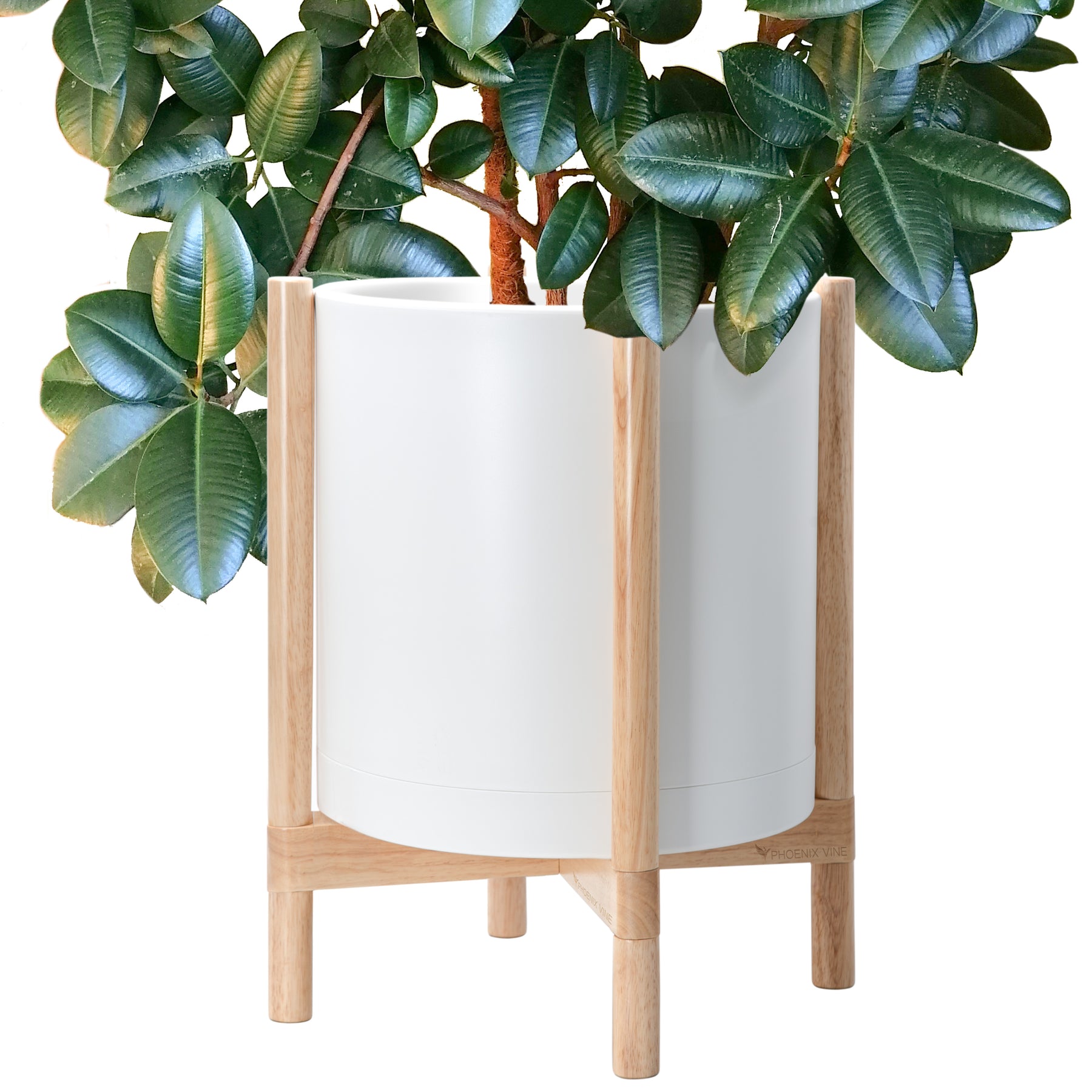 16 in plastic planter 16" White Plastic Planter with Natural Stand – D'VINE DEV