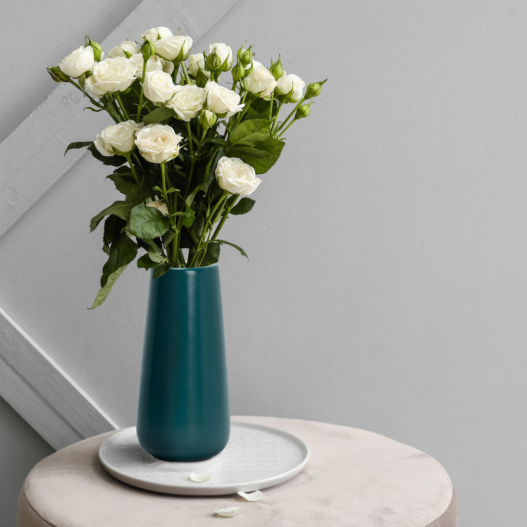 D'vine Dev Matte White Ceramic Flower Vase for Home Décor, Design