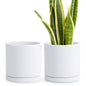 Ceramic Cylinder Pot with Tray, Set of 2, 4 Inch/6 Inch/8 Inch/10 Inch