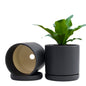 Ceramic Cylinder Pot with Tray, Set of 2, 4 Inch/6 Inch/8 Inch/10 Inch