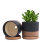 Ceramic Cylinder Pot with Tray, Set of 2, 4 Inch/6 Inch/8 Inch/10 Inch