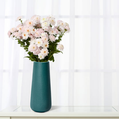 VS-Minimalist Design White/Black/Teal Vase, 8 Inch/ 11 Inch