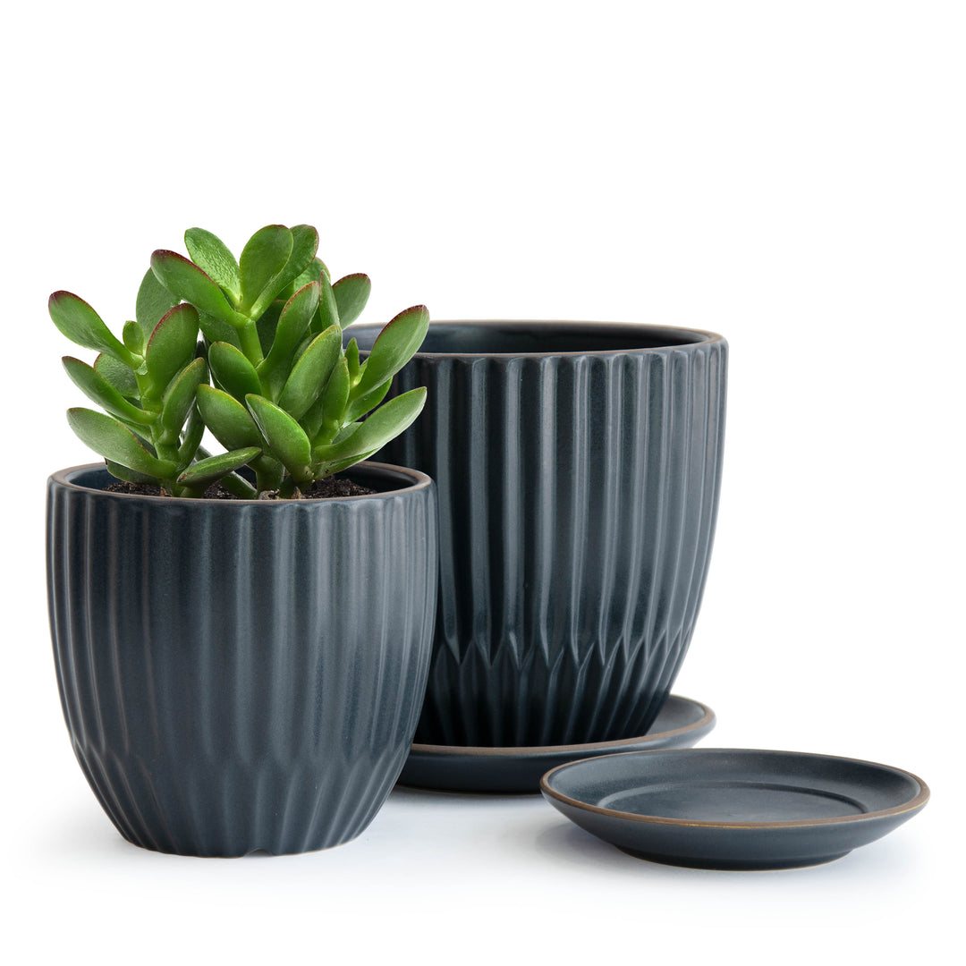 Symmetrical Lines Design Planter Pots, Grey – D'VINE DEV