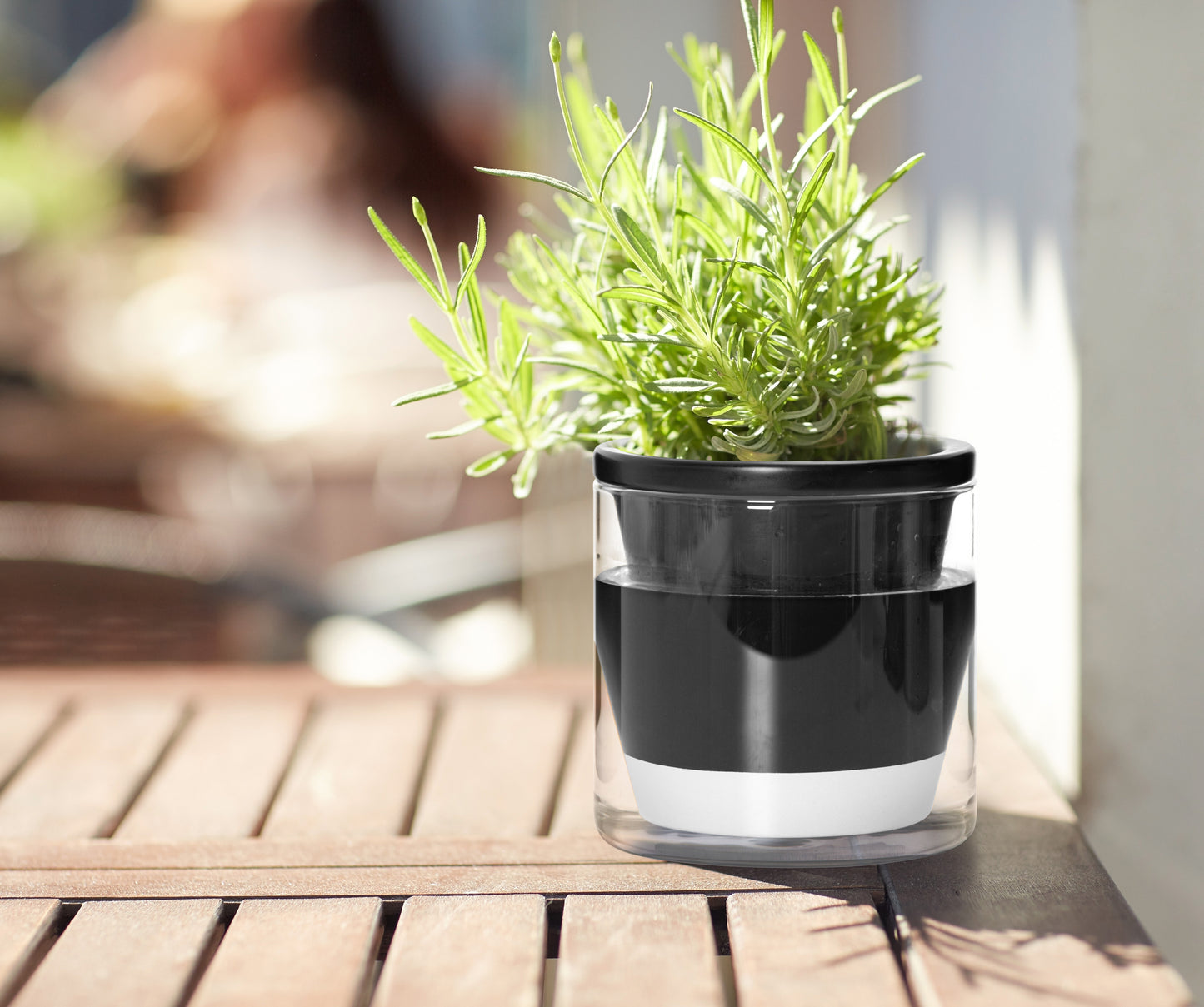 Self Watering Pot for Indoor Plants, Black, 374