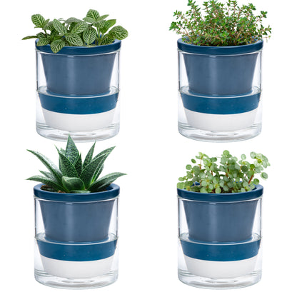 Self Watering Pot for Indoor Plants, Blue, 375