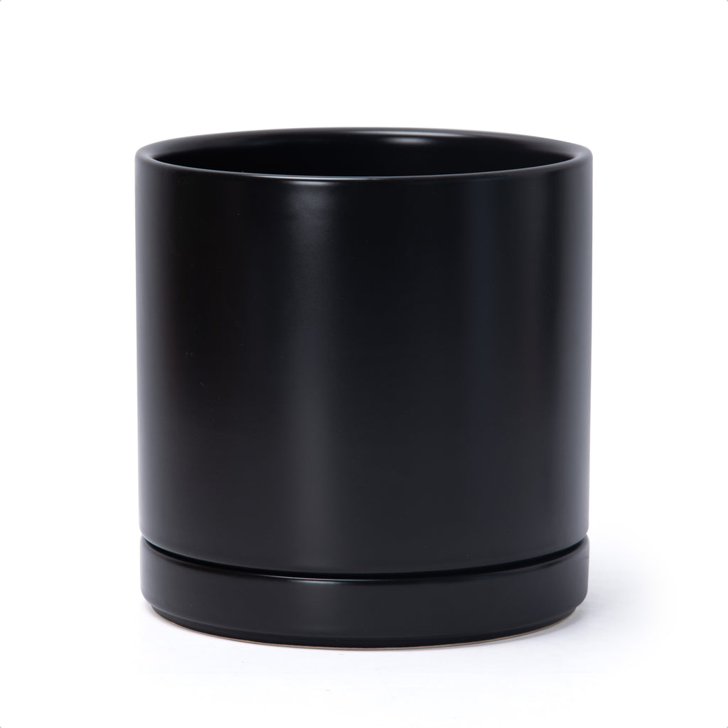 8 inch indoor planter with drainage Cylindrical Ceramic Pot, 8", Black, 94-O – D'VINE DEV