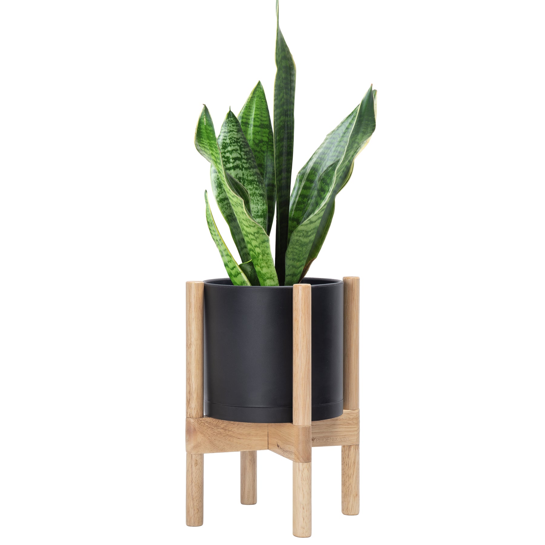 8 in plastic planter 8" Black Plastic Planter with Natural Stand – D'VINE DEV