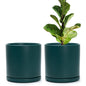 Ceramic Cylinder Pot with Tray, Set of 2, 4 Inch/6 Inch/8 Inch/10 Inch