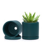 Ceramic Cylinder Pot with Tray, Set of 2, 4 Inch/6 Inch/8 Inch/10 Inch