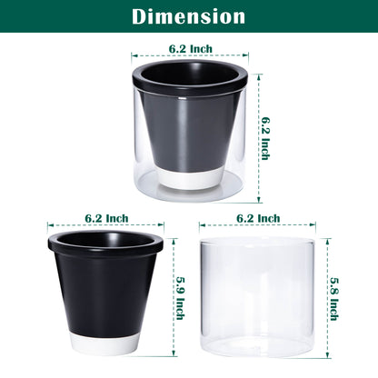 Self Watering Pot for Indoor Plants, Black, 374