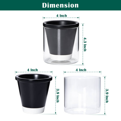 Self Watering Pot for Indoor Plants, Black, 374