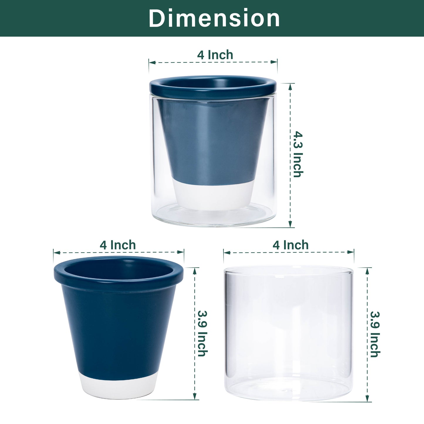 Self Watering Pot for Indoor Plants, Blue, 375