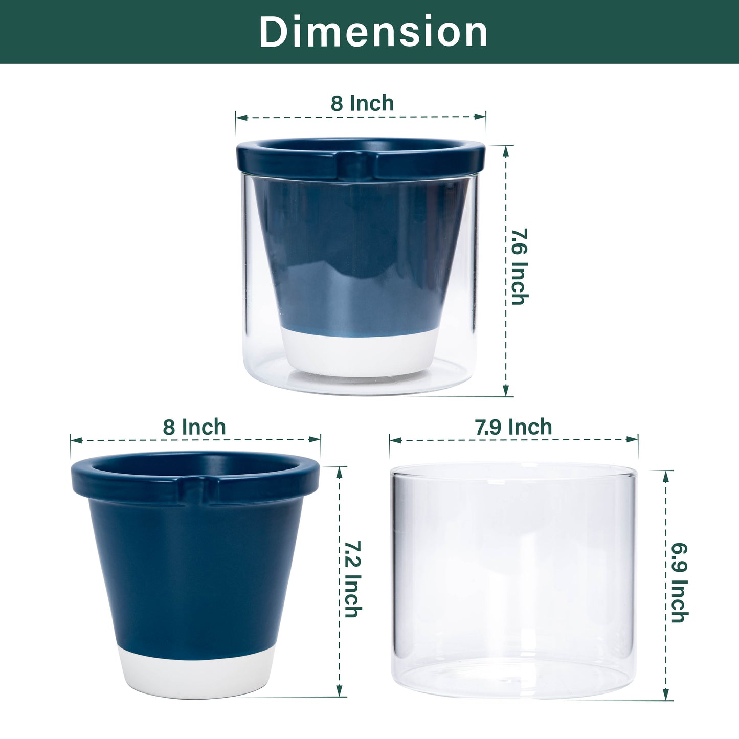 Self Watering Pot for Indoor Plants, Blue, 375