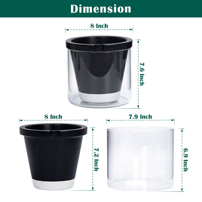 Self Watering Pot for Indoor Plants, Black, 374