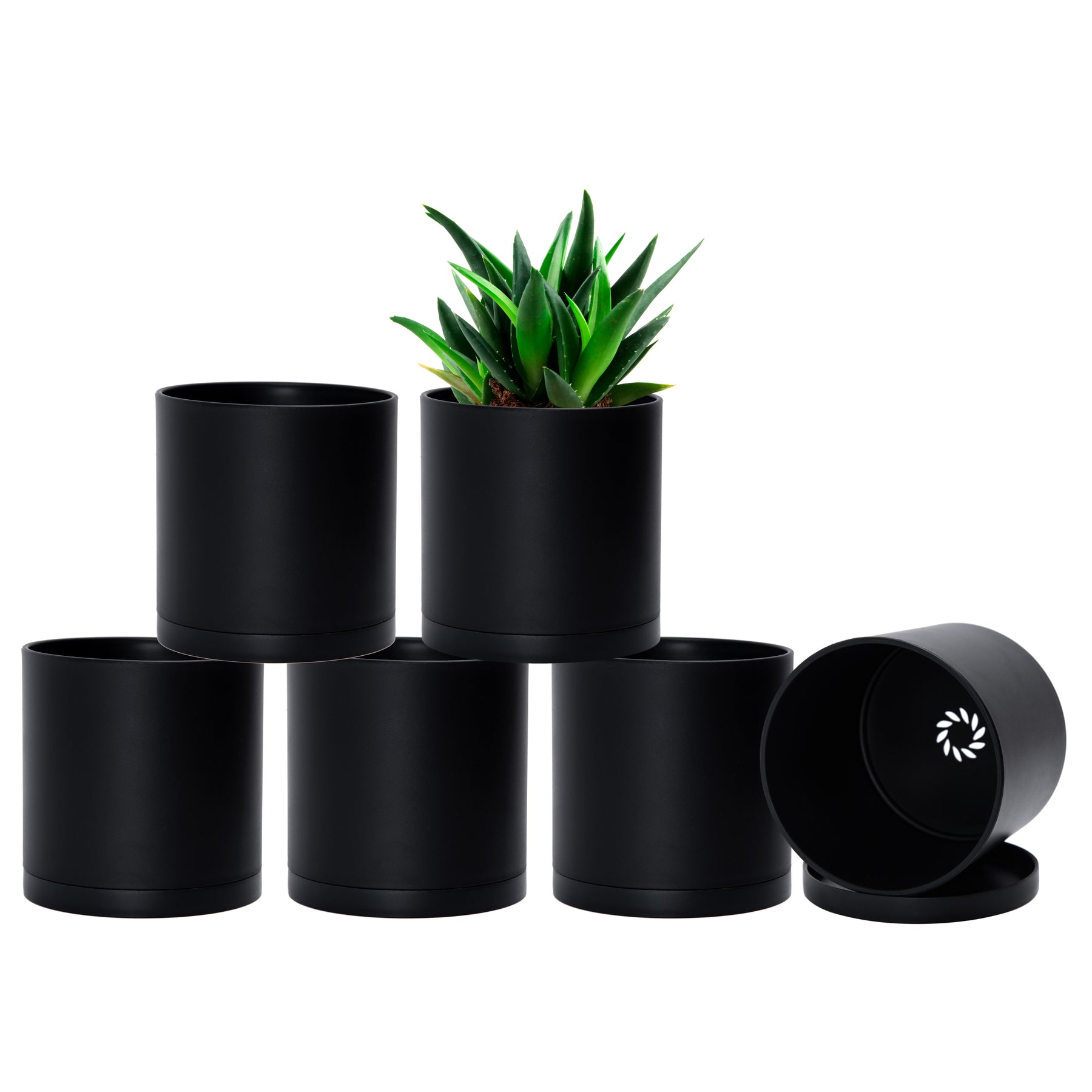 modern plastic plant pots 6 Pack 5 Inch Modern Plastic Plant Pots, Black, 74-Y