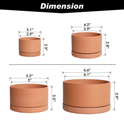 Shallow Terracotta Pots Set of 4