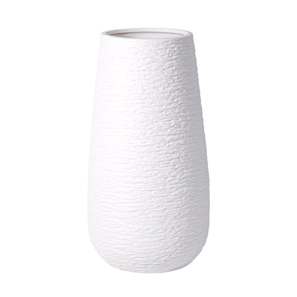 VS-Texture White Ceramic Vase, 8 Inch/10 Inch/12 Inch