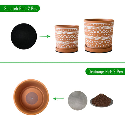 Ripple Pattern Design Planter Pot with Saucer