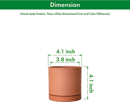 Cylinder Terracotta Plant Pot with Saucer