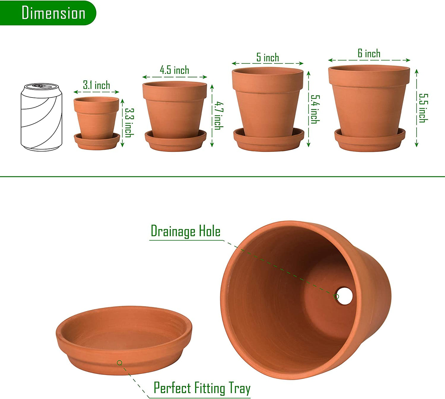 Classic Terracotta Pots with Tray