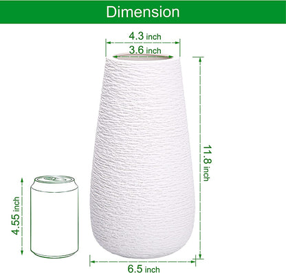 VS-Texture White Ceramic Vase, 8 Inch/10 Inch/12 Inch